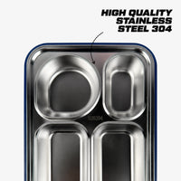 Stainless Steel Bento Lunch Box – 4 Compartment Meal Box – 900ml+bowl 150ml