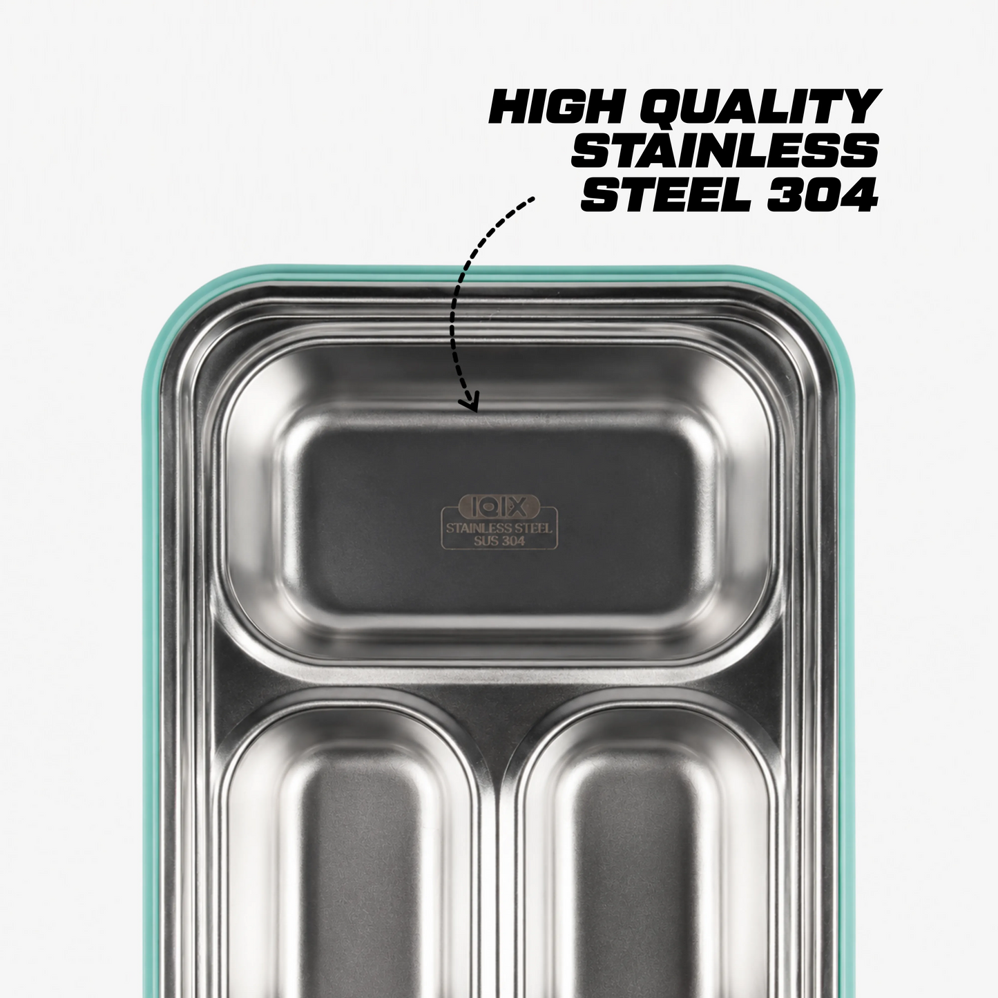 Stainless Steel Bento Lunch Box – 3 Compartment Meal Box – 710ml