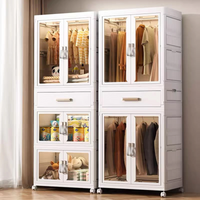 HOMX Foldable Wardrobe Closet – Storage Armoire with Wheels & Drawer