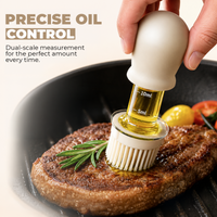 Leakproof Glass Oil Dispenser with Silicone Basting Brush (White)
