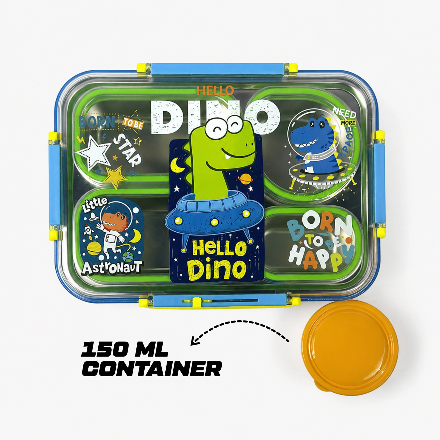 Stainless Steel Bento Lunch Box with 3 compartments for Kids – 1050ml
