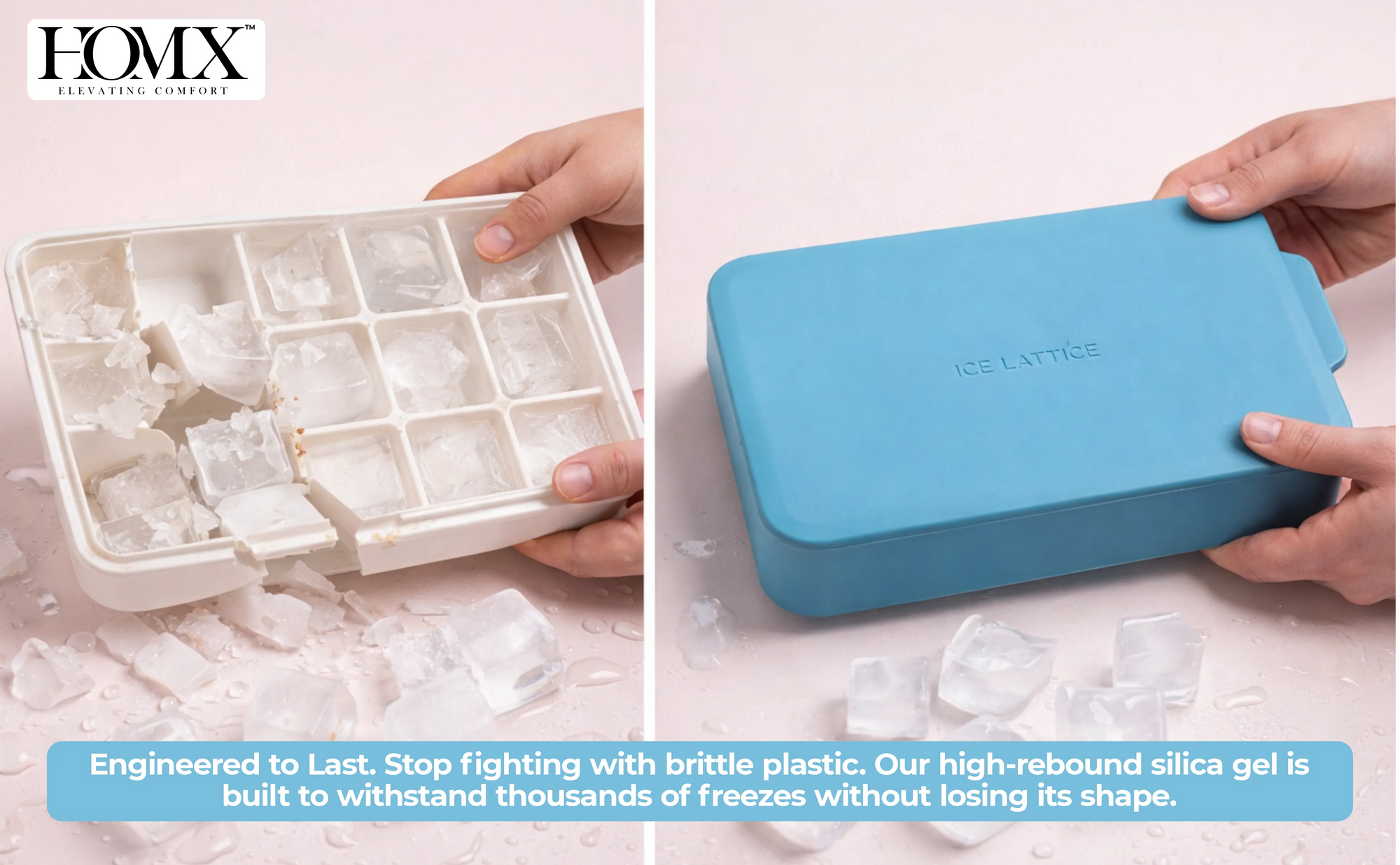 Flexible Silicone premium FDA-grade Ice Cube Tray (24 Cubes) Banner 1