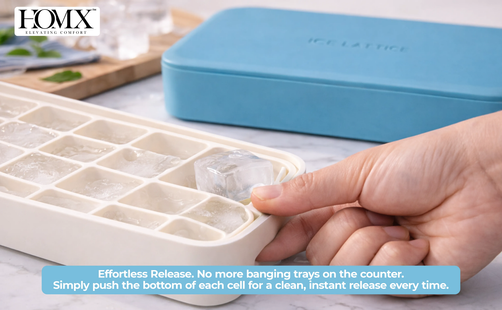 Flexible Silicone premium FDA-grade Ice Cube Tray (24 Cubes) Banner 3