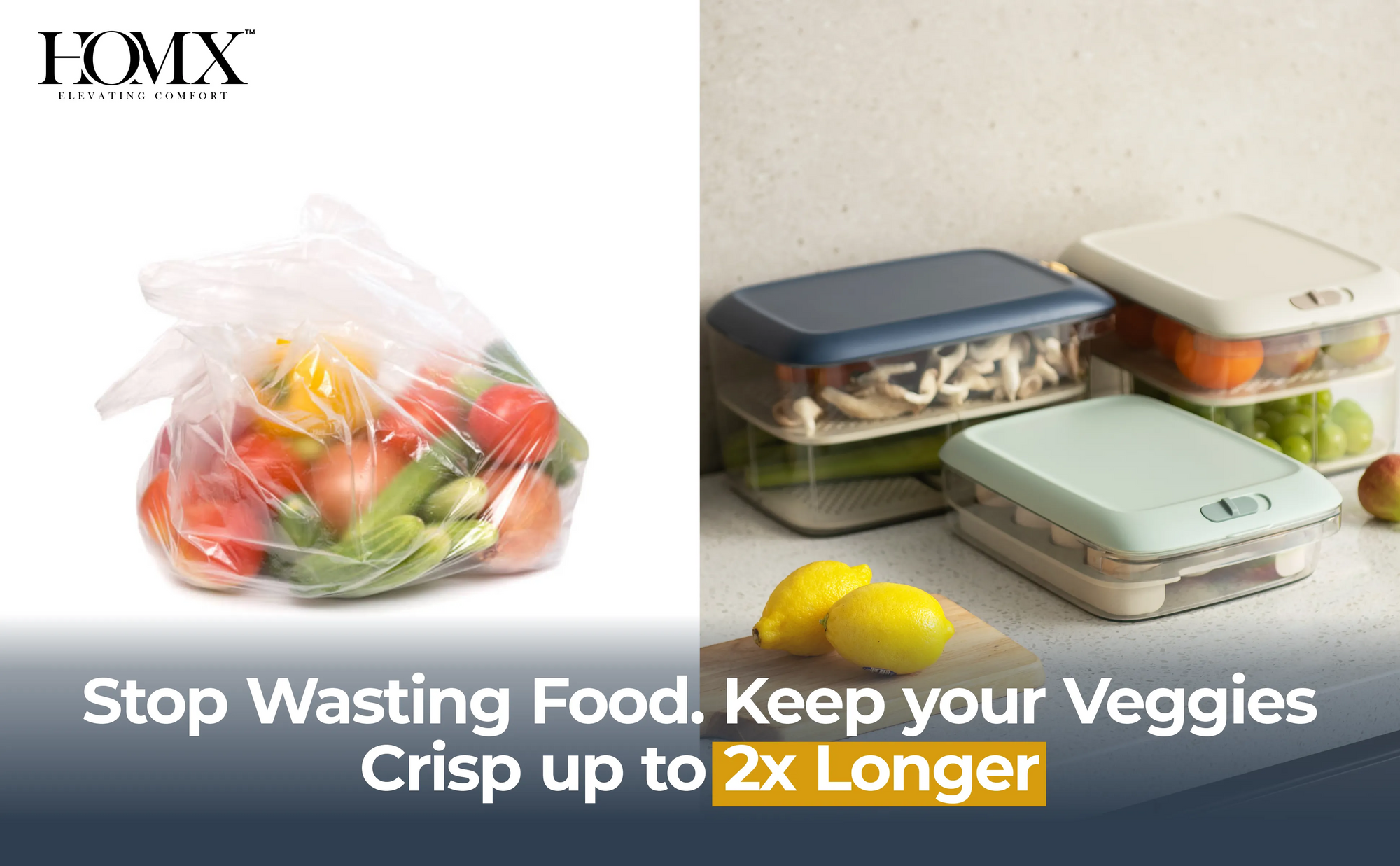 7.5 Ltr Fridge Organizer Bin with Removable Dual-Layer Drain Tray | Airtight Lid Banner 1