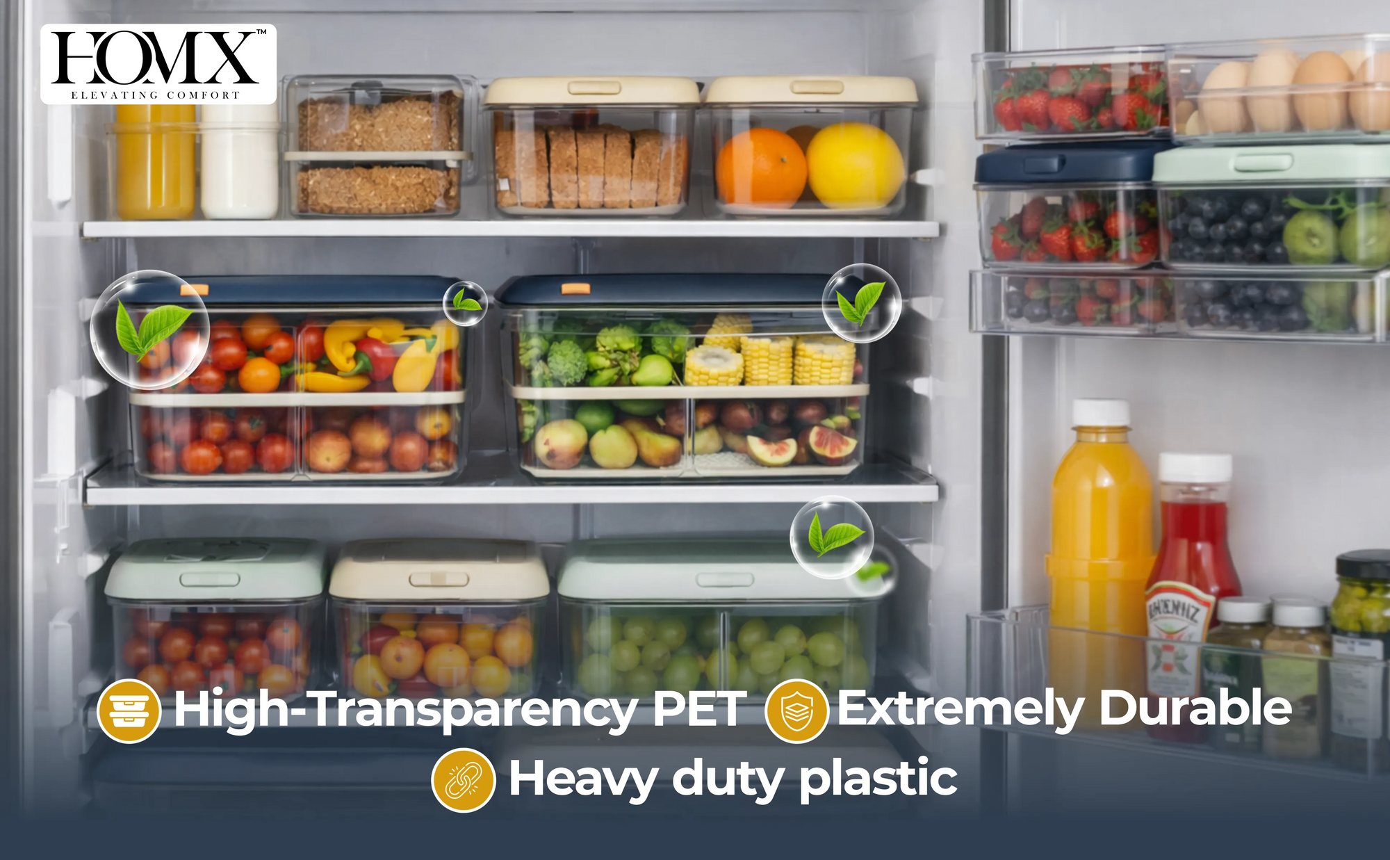 7.5 Ltr Fridge Organizer Bin with Removable Dual-Layer Drain Tray | Airtight Lid Banner 2