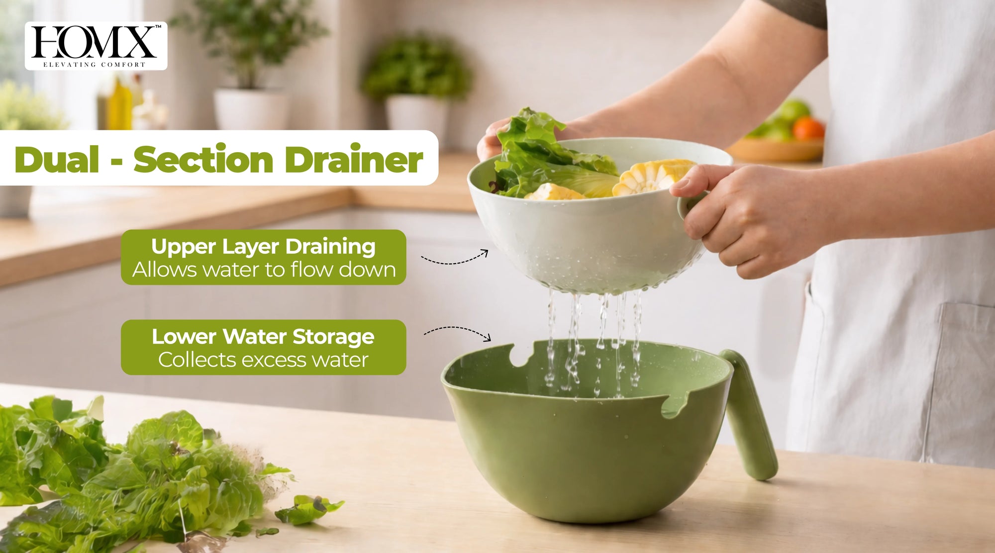 Multi-Purpose Kitchen Drain Basket & Strainer | 2 ltr Colander Banner 3