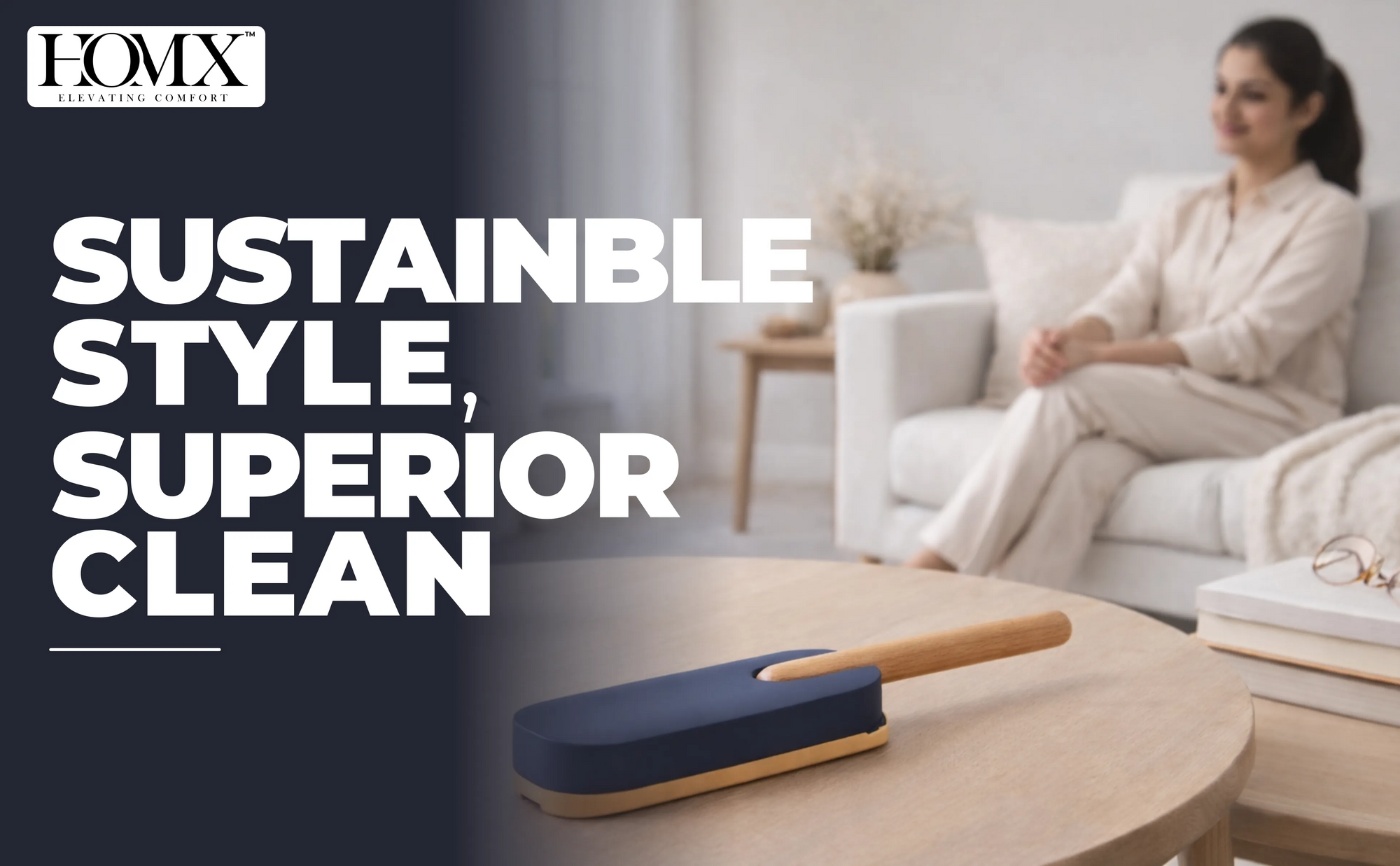 HOMX Beechwood Soft Bristle Dusting/Lint Brush | Premium Furniture Cleaner Banner 1