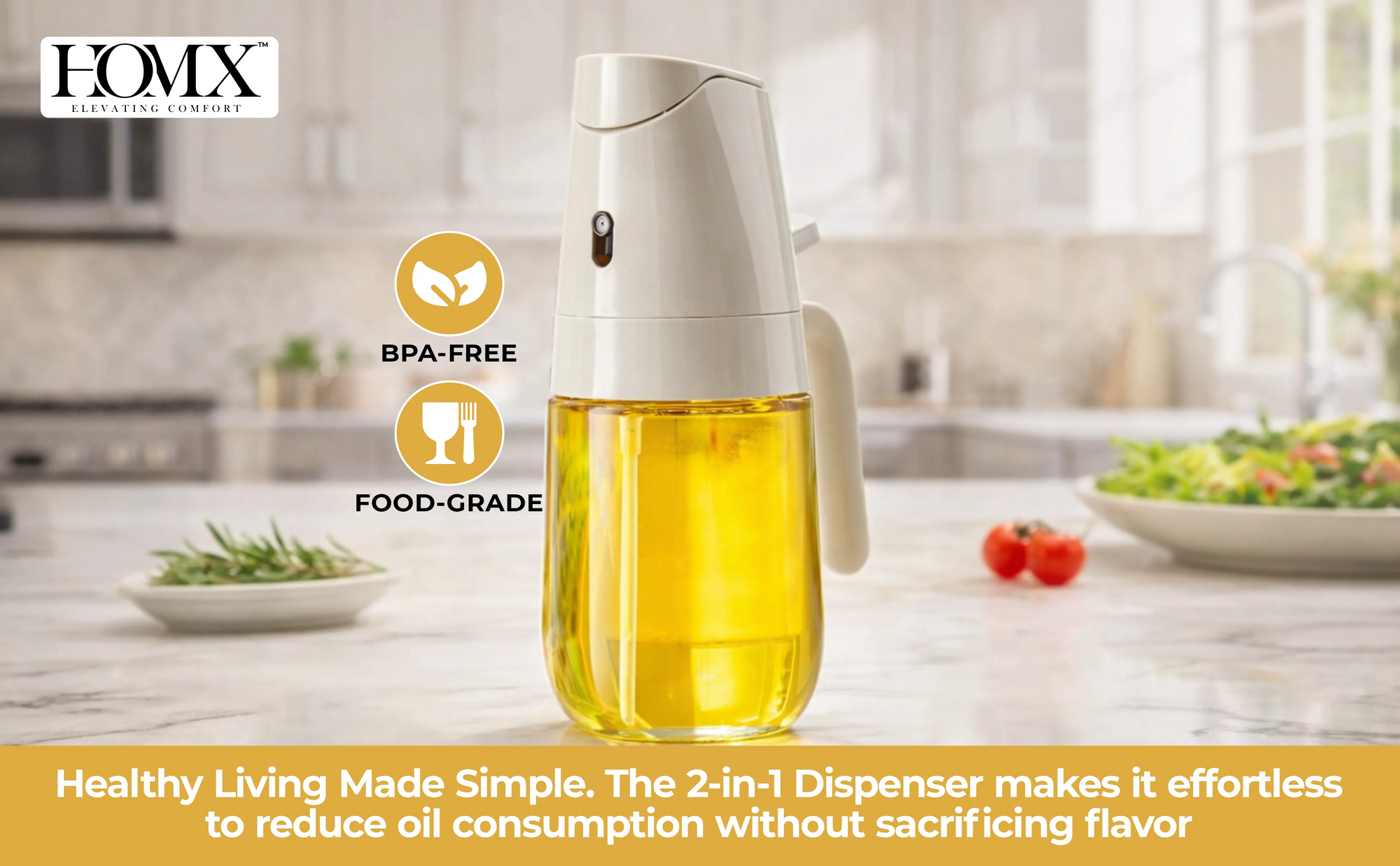 2-in-1 Oil Sprayer & Dispenser | Precision Oil Spray & Pour Banner 3