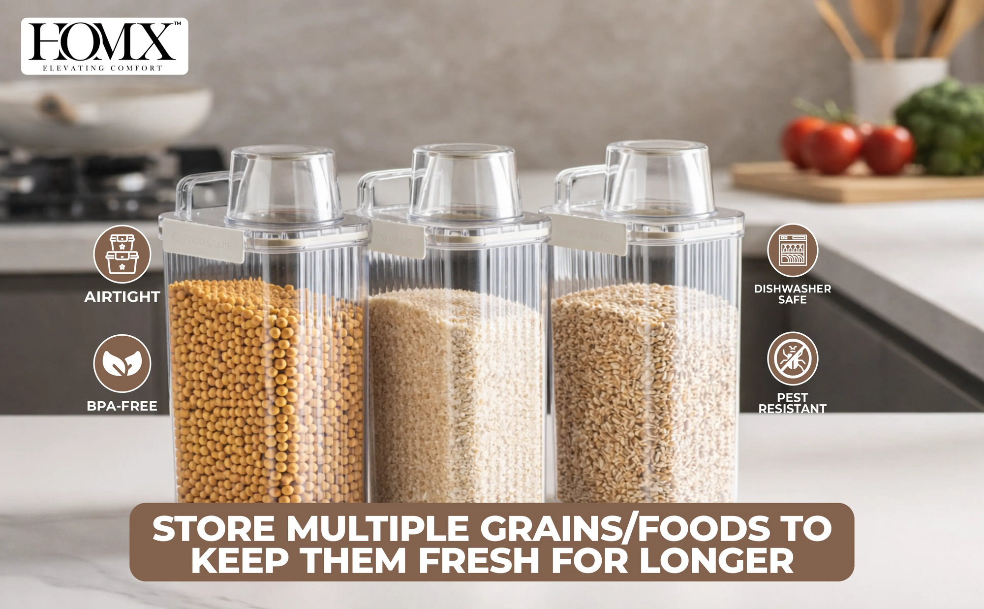 Dry Food Storage Container, BPA Free PET Storage Dispenser with Measuring Cup Banner 2