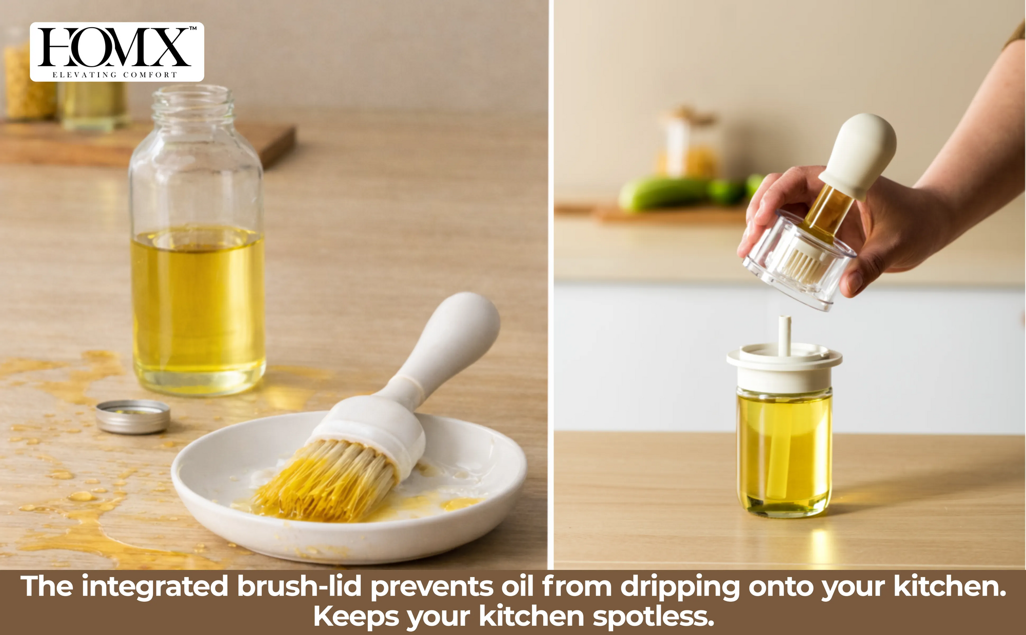 180ml Glass Oil Dispenser with Silicone Basting Brush | Leak-Proof Design Banner 2