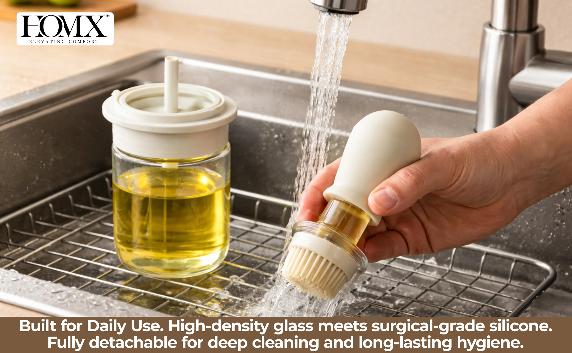 180ml Glass Oil Dispenser with Silicone Basting Brush | Leak-Proof Design Banner 3