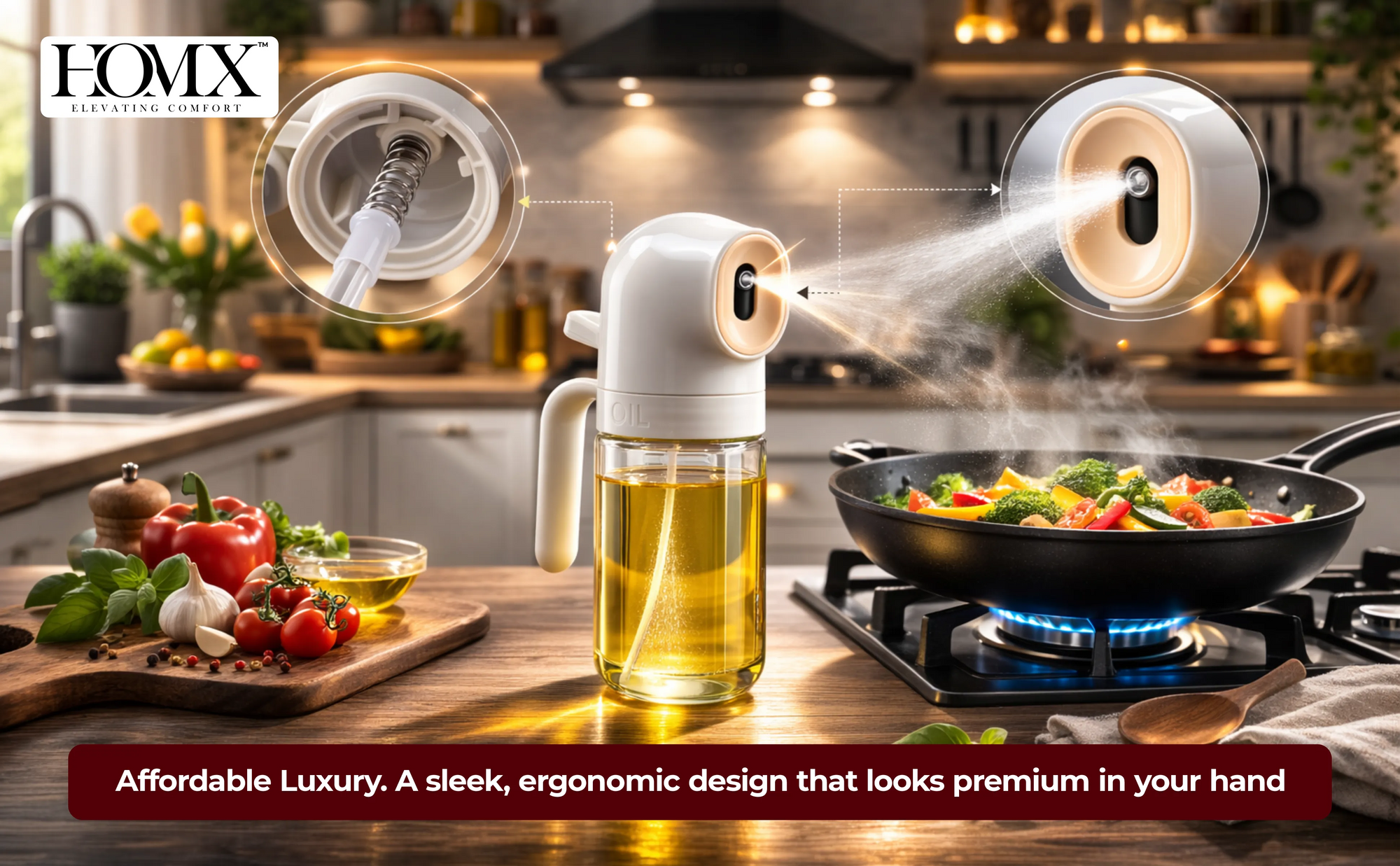 Fine Mist Oil Sprayer for Cooking | 250ml Glass Dispenser Banner 3