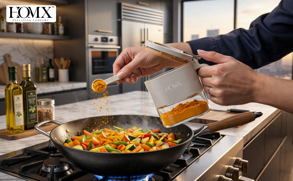Premium 9-Piece Kitchen Spice Organiser | 6 Spice Jars & 3 Oil Bottles Banner 3