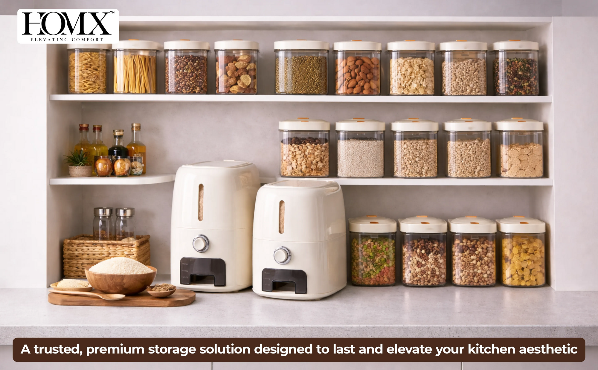 Rice Storage Container Cum Dispenser Tray | 5kg/10kg | BPA-Free & Odorless Banner 3