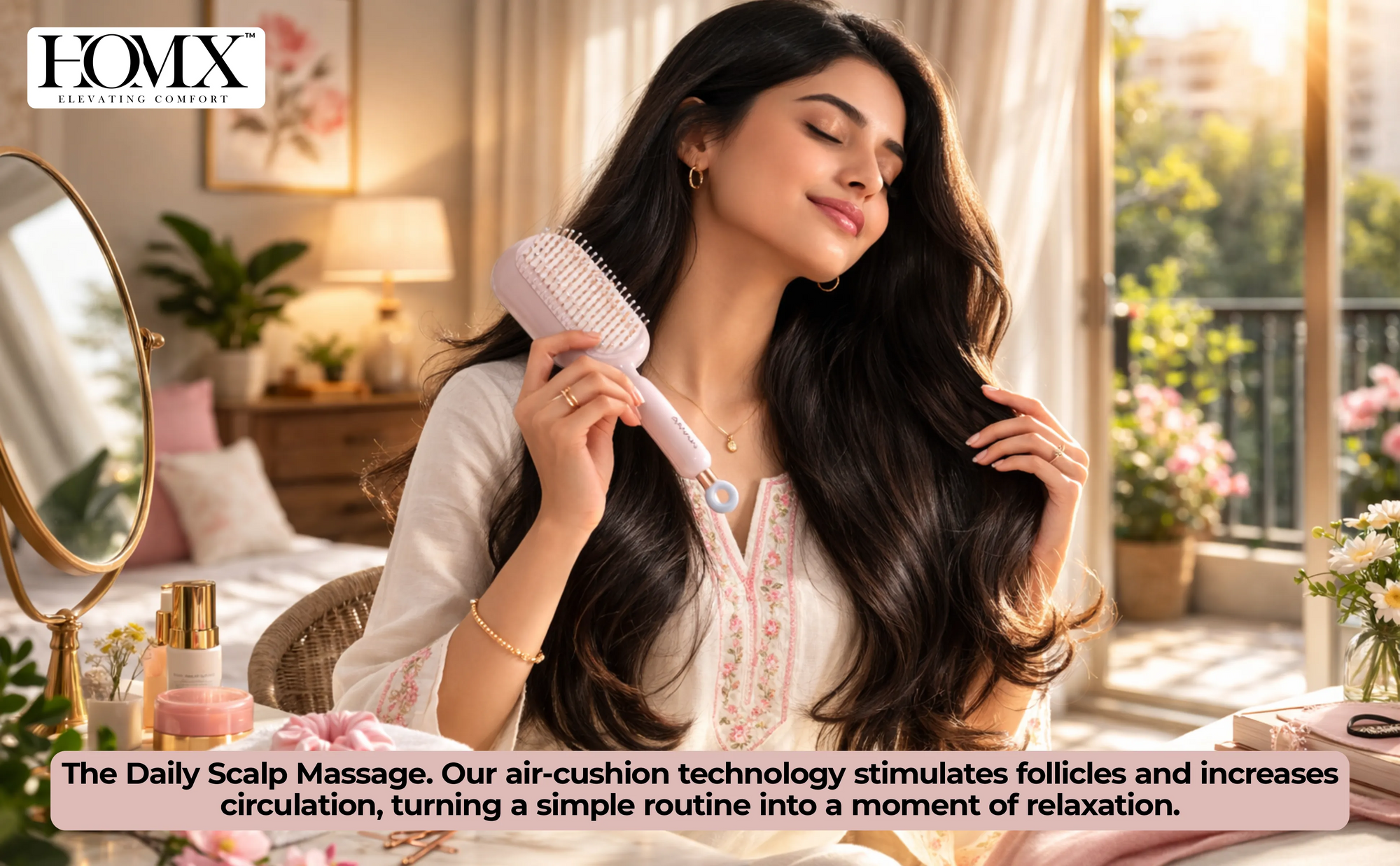 HOMX Heritage Air-Bag Massage Comb | Detangling Anti-Static Hair Brush Banner 1