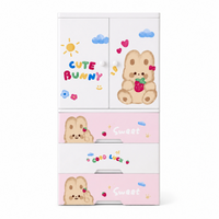 Cute Bunny Kids PP Storage Cabinet with Cabinet Doors & Drawers