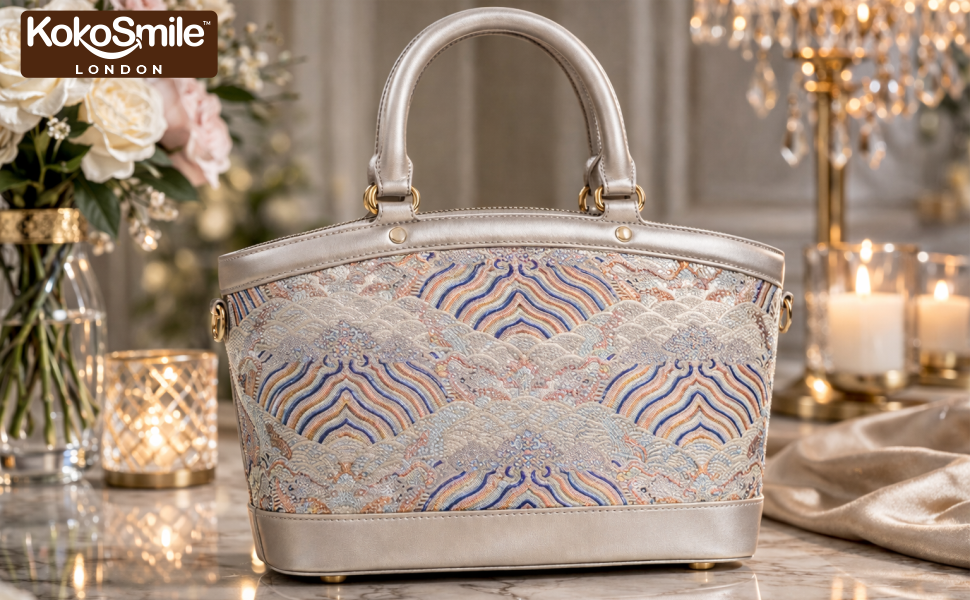 Premium Leather Handbag with Hangzhou Silk for Women Banner 1