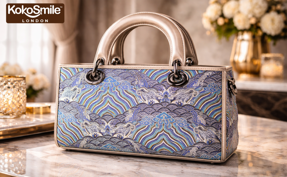 Premium Leather Handbag with Hangzhou Silk for Women Banner 3