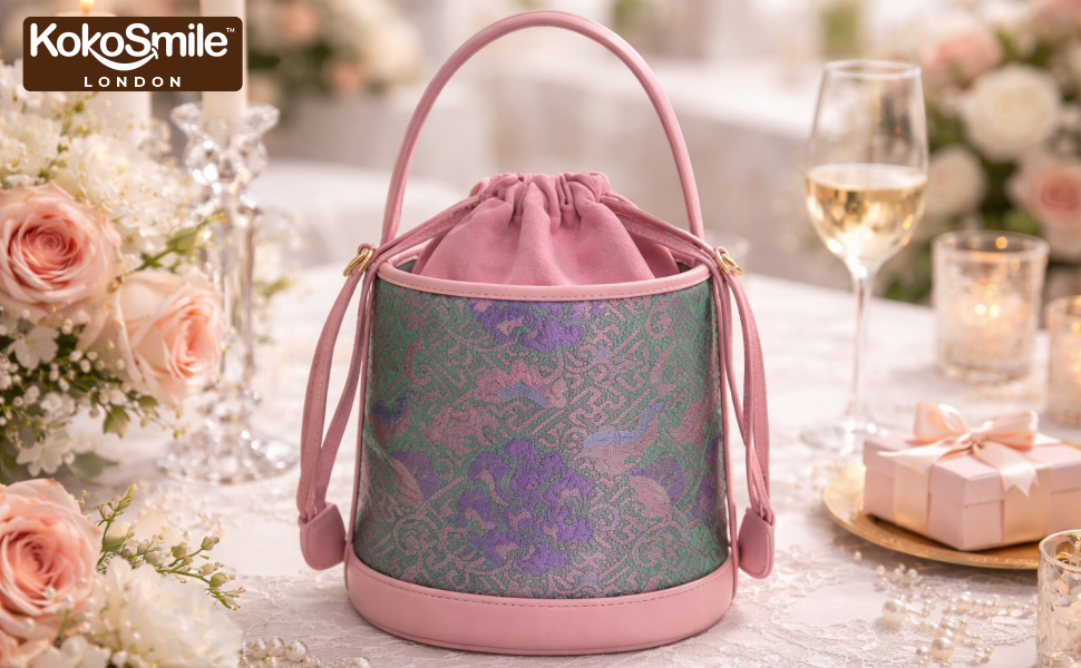 Trendy Premium Leather Bucket Bag with Hangzhou Silk Banner 4