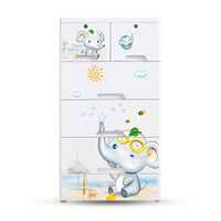 HOMX 5-Drawer Plastic Storage Cabinet with Lockable Drawer for Kids