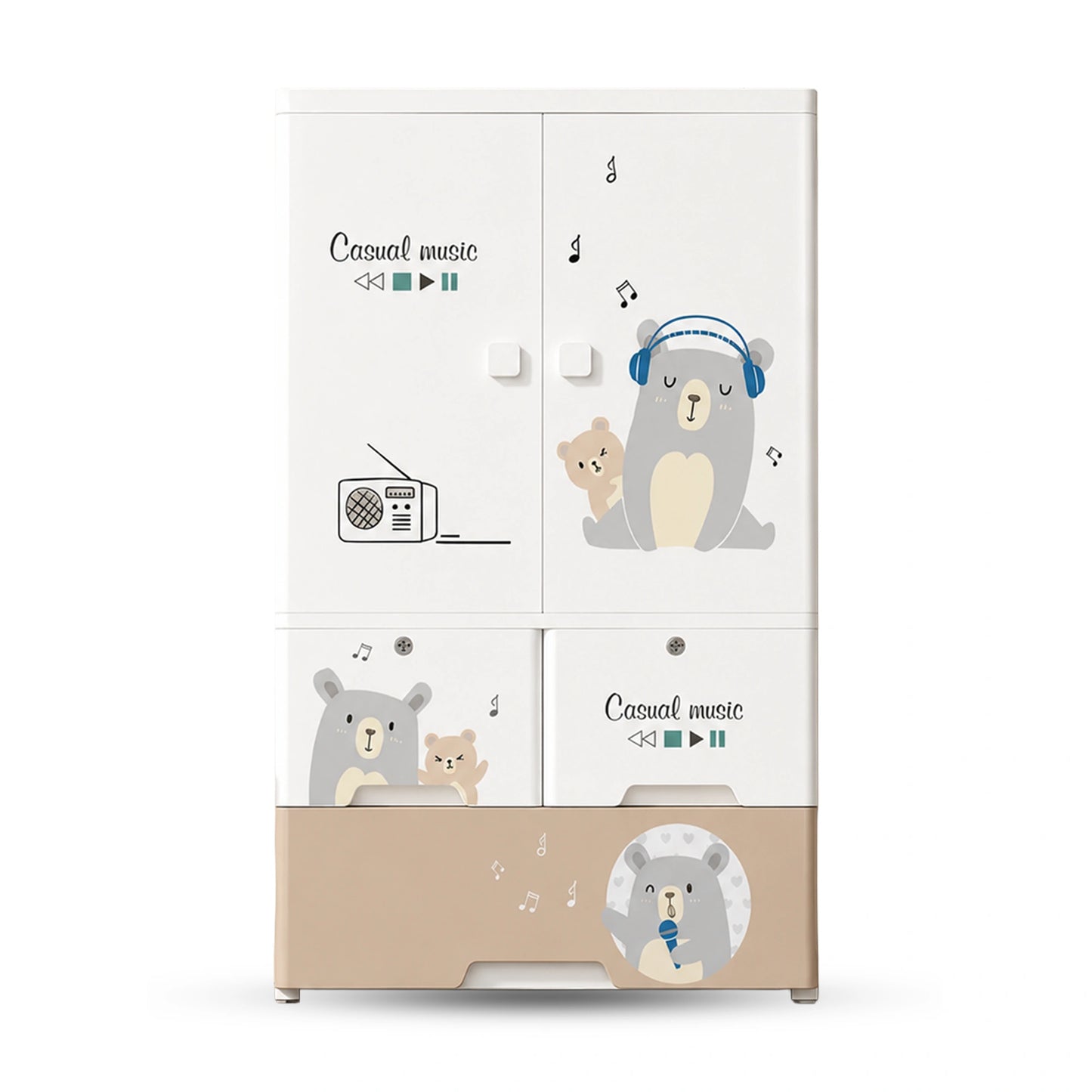 HOMX Kids Storage Cabinet with Drawers, Door & Smooth Rolling Wheels