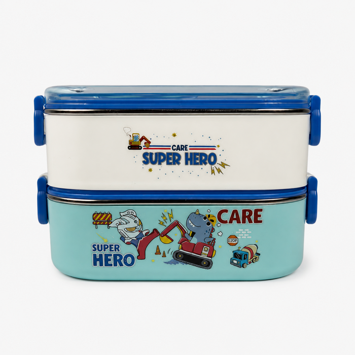 Double Decker Stainless Steel Lunch Box with Spoon & Fork – 1850ml