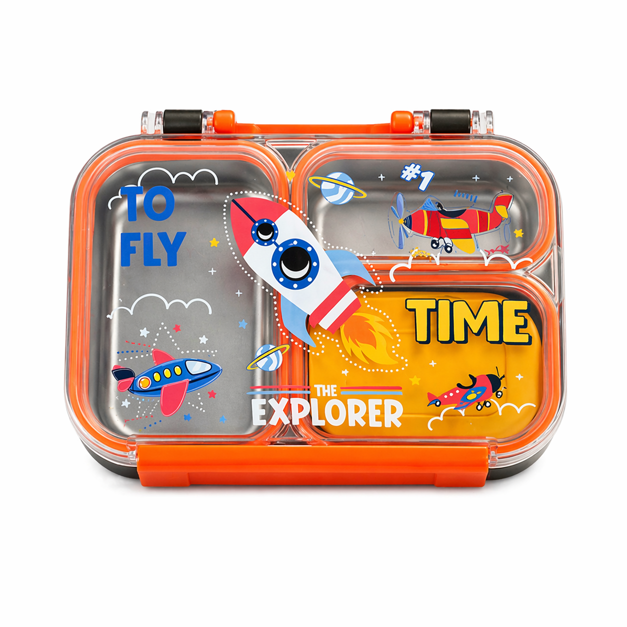 Kids Stainless Steel Bento Lunch Box – 3 Compartment Box – 750ml