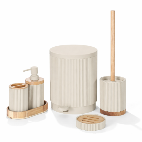 5-Piece Modern Bathroom Accessories Set with Dustbin & Soap Dispenser