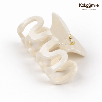 Premium Marble Acrylic Wavy Hair Claw Clip – Glossy Anti-Slip Elegant Hair Accessory for Women