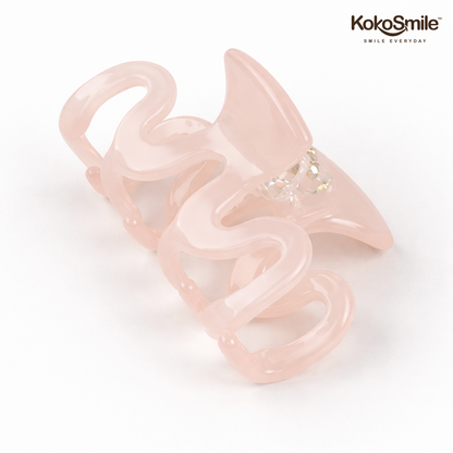 Premium Marble Acrylic Wavy Hair Claw Clip – Glossy Anti-Slip Elegant Hair Accessory for Women