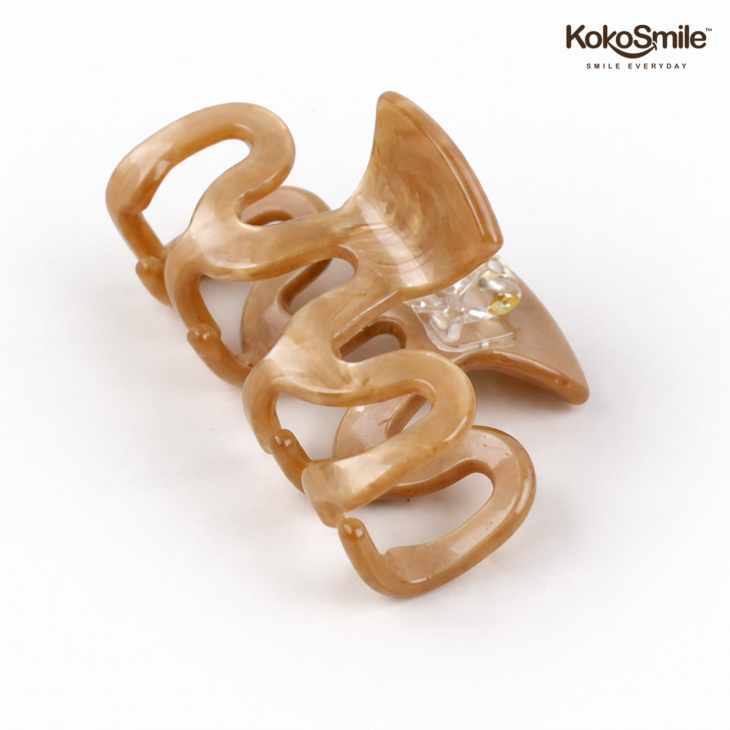 Premium Marble Acrylic Wavy Hair Claw Clip – Glossy Anti-Slip Elegant Hair Accessory for Women