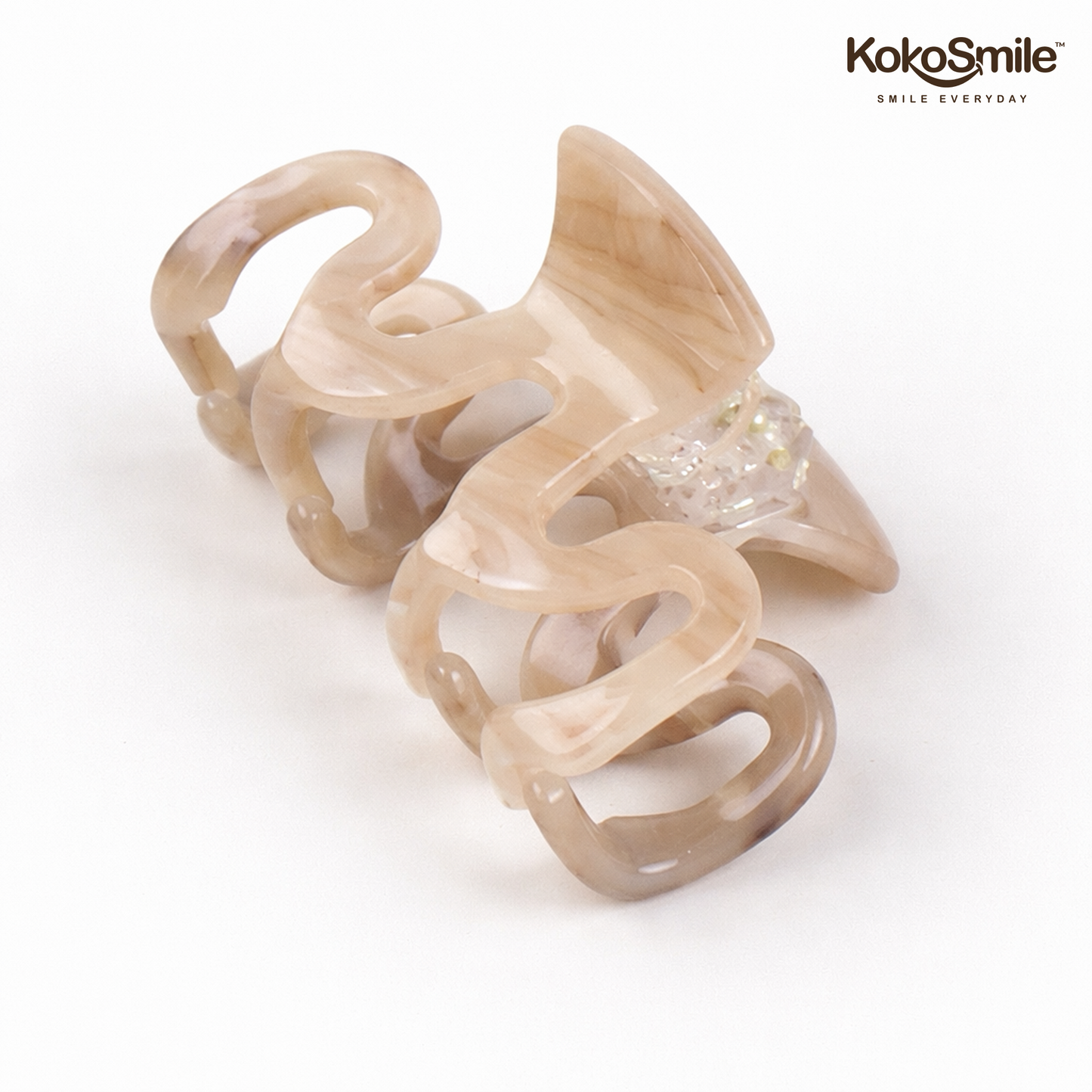 Premium Marble Acrylic Wavy Hair Claw Clip – Glossy Anti-Slip Elegant Hair Accessory for Women