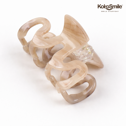Premium Marble Acrylic Wavy Hair Claw Clip – Glossy Anti-Slip Elegant Hair Accessory for Women