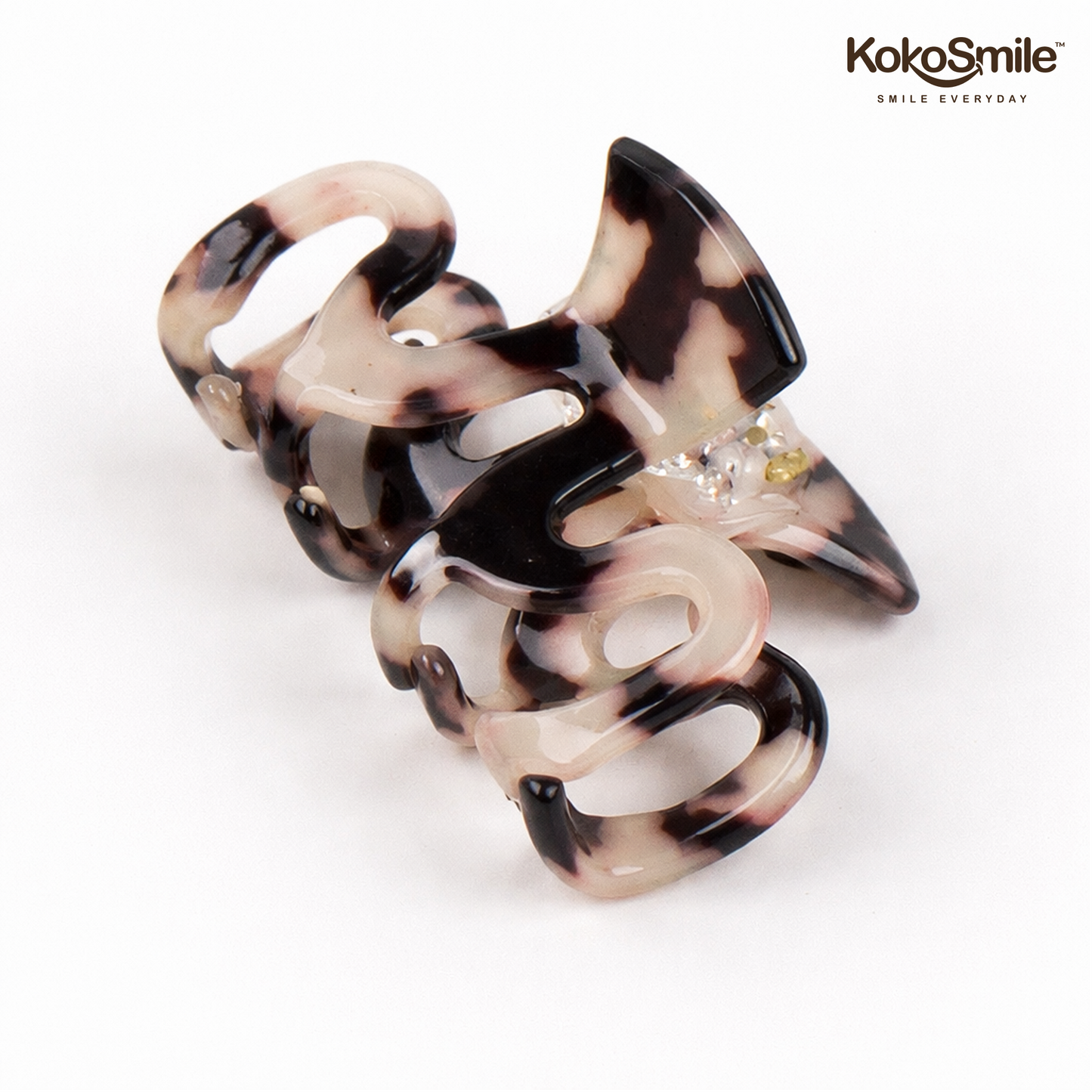 Premium Marble Acrylic Wavy Hair Claw Clip – Glossy Anti-Slip Elegant Hair Accessory for Women