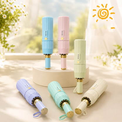 Premium UV Protection Folding Umbrella with Gold Frame