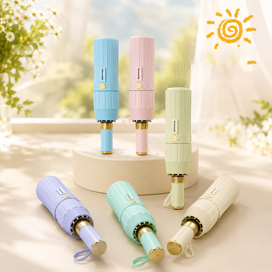 Premium UV Protection Folding Umbrella with Gold Frame