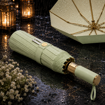 Premium UV Protection Folding Umbrella with Gold Frame