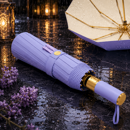 Premium UV Protection Folding Umbrella with Gold Frame