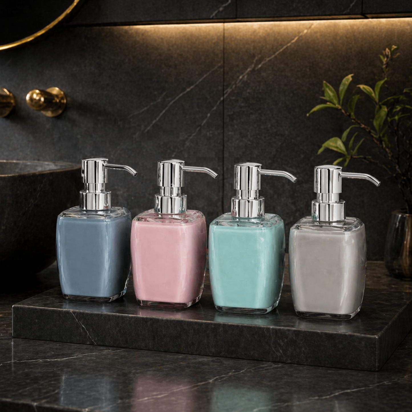 Large Acrylic Grey Liquid Soap Dispenser Bottle 380ml