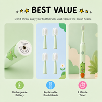 Rechargeable Kids Toothbrush with Sonic Cleaning & 4 Heads