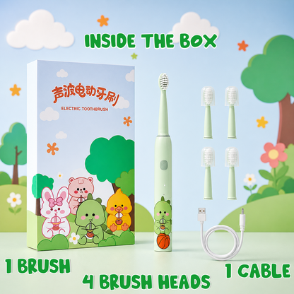 Rechargeable Kids Toothbrush with Sonic Cleaning & 4 Heads