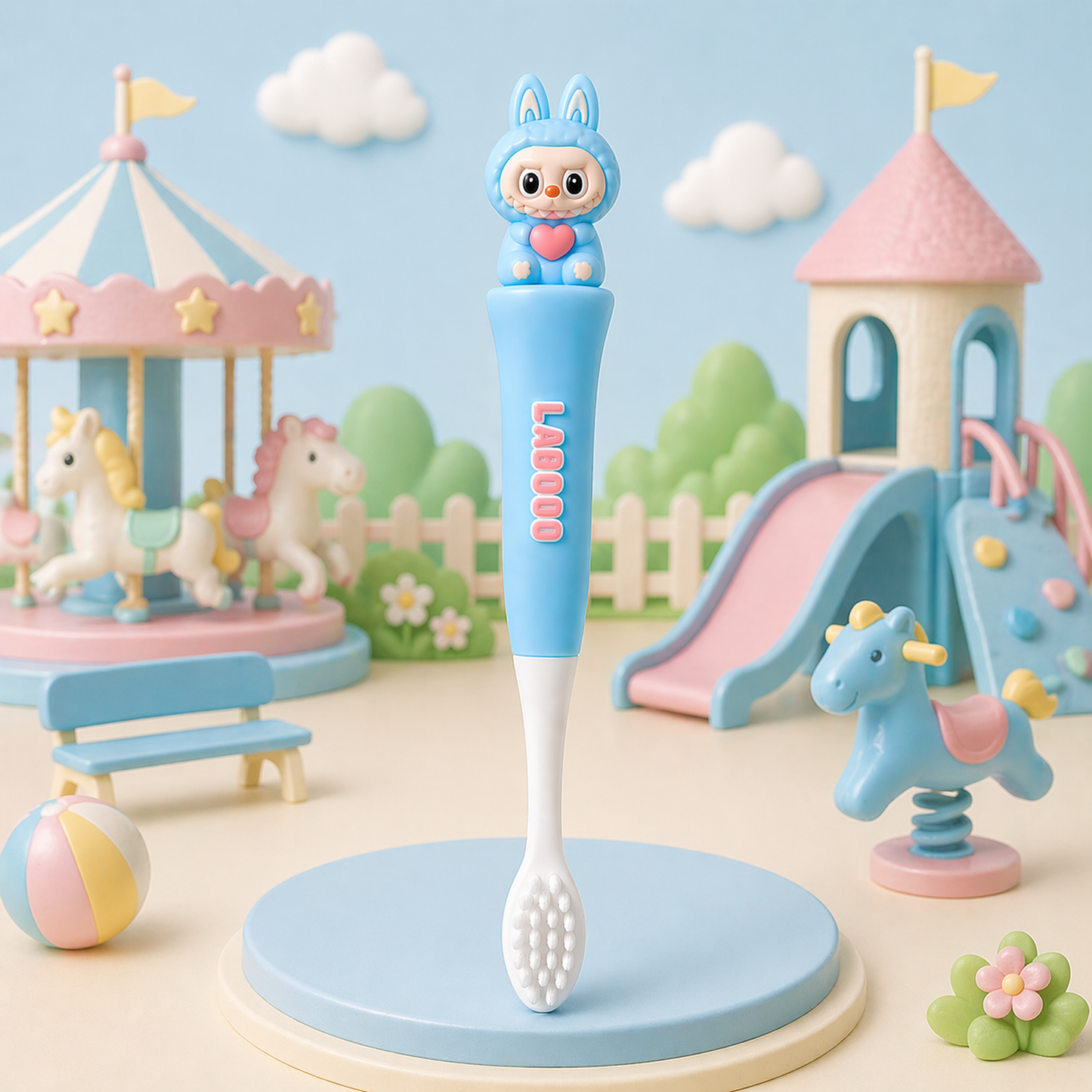 Labubu Toothbrush for Kids with Soft Microfiber Bristles (3-6Y)