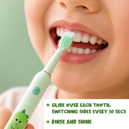 Rechargeable Kids Toothbrush with Sonic Cleaning & 4 Heads