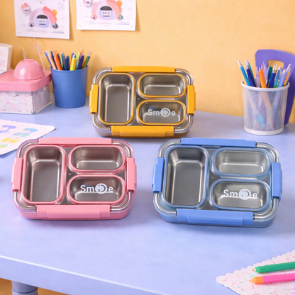 Stainless Steel Bento Lunch Box – 3 Compartment Meal Box – 710ml