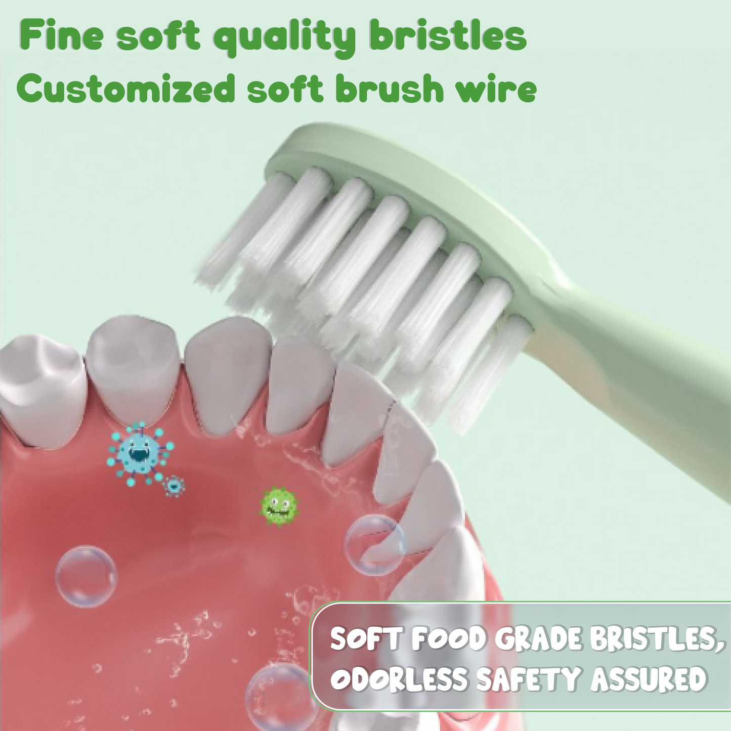 Rechargeable Kids Toothbrush with Sonic Cleaning & 4 Heads