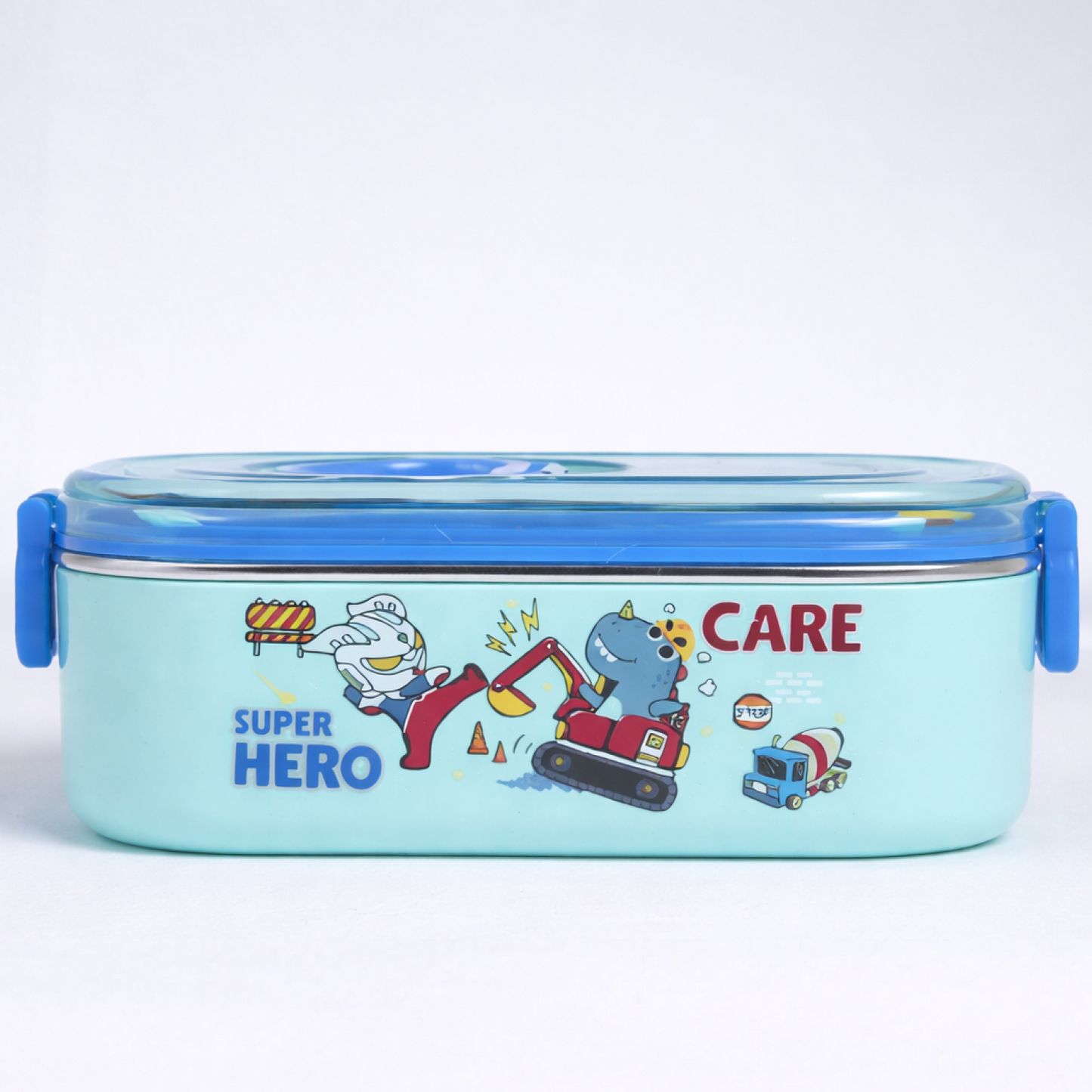 Kids Stainless Steel Lunch Box 2 Compartment with Spoon & Fork Set 800ml