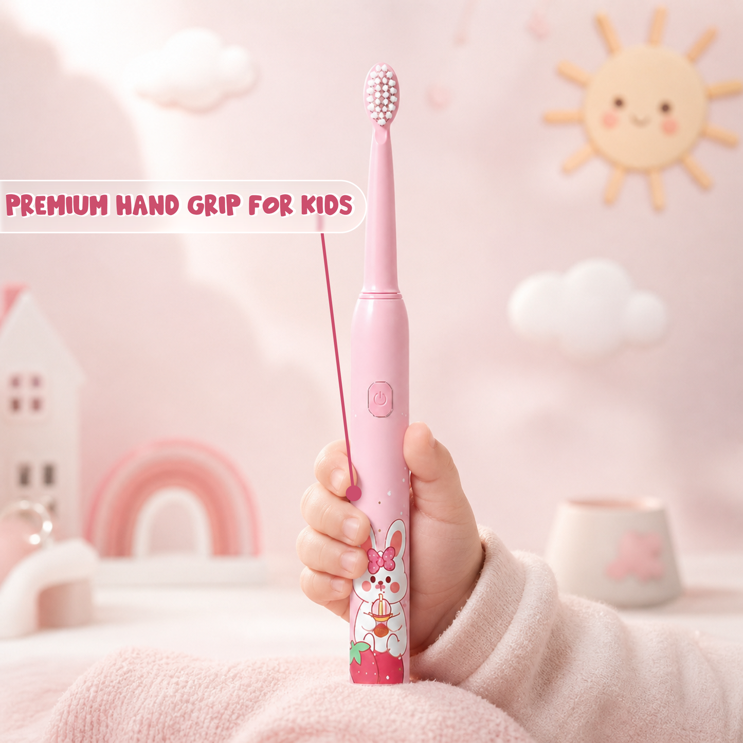 Rechargeable Kids Toothbrush with Sonic Cleaning & 4 Heads