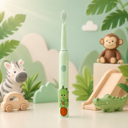 Rechargeable Kids Toothbrush with Sonic Cleaning & 4 Heads