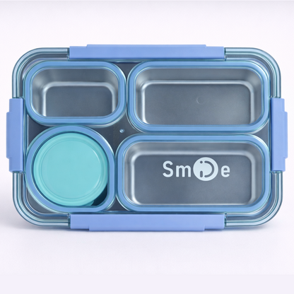Stainless Steel Bento Lunch Box – 4 Compartment Meal Box – 900ml+bowl 150ml