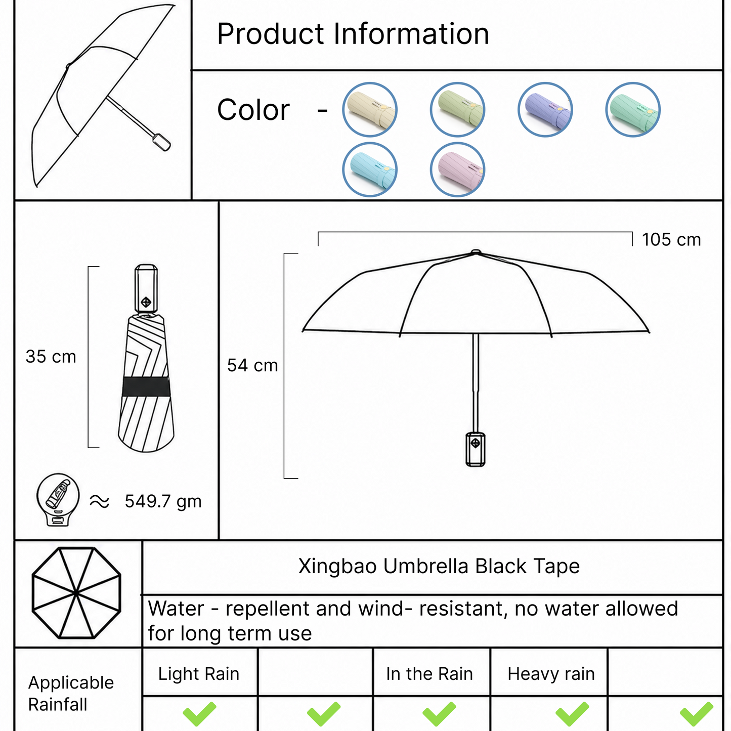 Premium UV Protection Folding Umbrella with Gold Frame